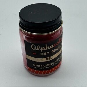 Weber Costello Alphacolor Dry Tempera Powder Paint Vintage Glass Jar 1960s Red